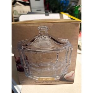 HomeTrends Concord Candy Box Indiana Glass Clear Octagon Lidded Dish 7606 USA